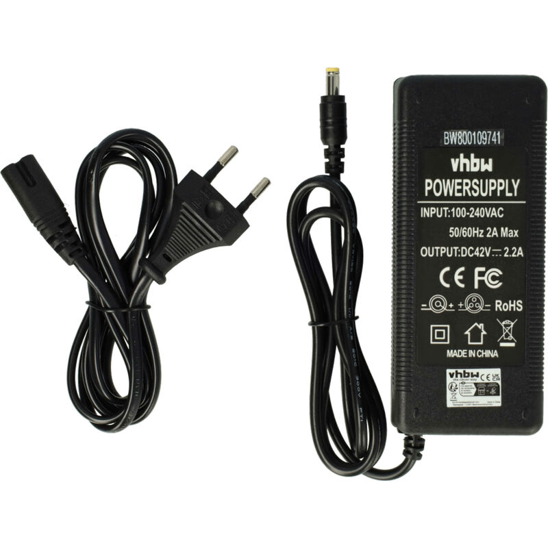 

220V Fuente de alimentación cargador 90W para baterías de e-Bike, Pedelec, bicicleta eléctrica con conexión de enchufe redondo como HP1202L3. - Vhbw