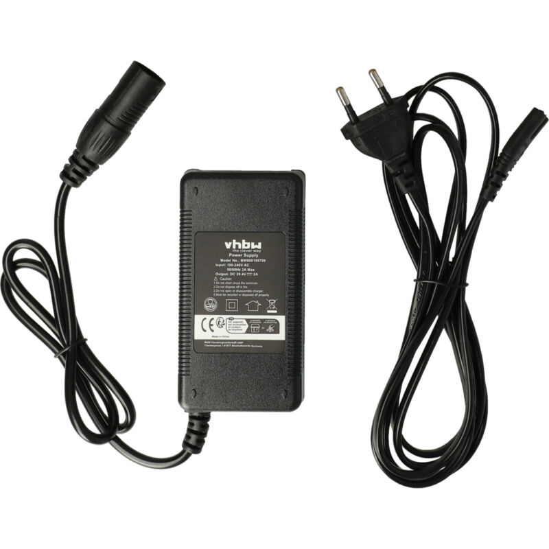 

220V Fuente de alimentación cargador cable de carga 70W para baterías de e-Bike, Pedelec, bicicleta eléctrica con conector 3Pin-XLR. - Vhbw