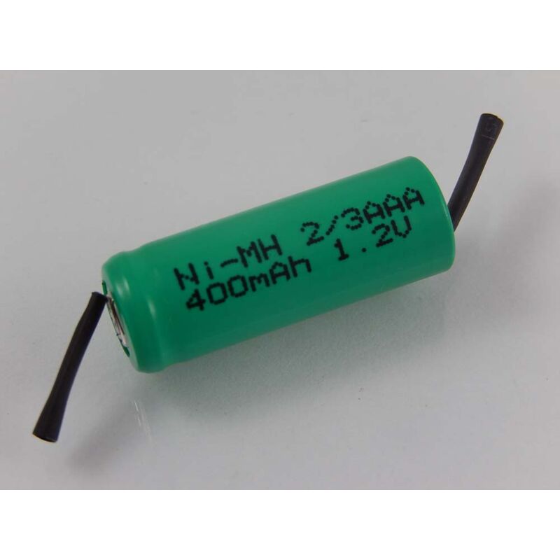 Vhbw - 2/3AAA Batterie Ni-MH 400mAh (1.2V) Etiquette soudée en z pour la fabrication de modèles, éclairage solaire, téléphone., etc.