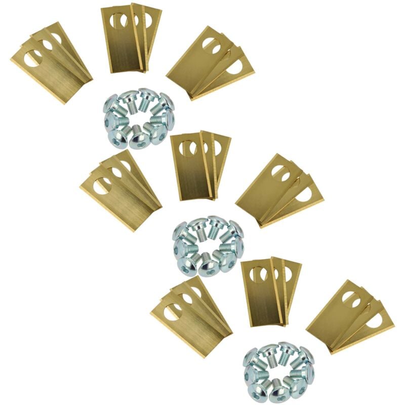 27x Lames compatible avec Honda Miimo 500, 310, 3000, 520 tondeuse - Lames de rechange, or / argenté, acier (revêtement en titane) - Vhbw