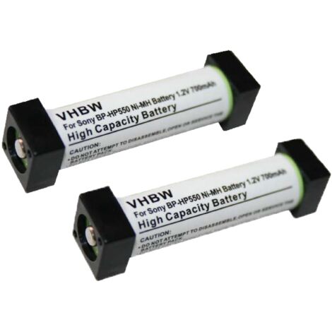 vhbw 2x Akku Ersatz für Sony 1-756-316-21, 1-756-316-22, BP-HP550 für Wireless Headset Kopfhörer (700mAh, 1,2V, NiMH)