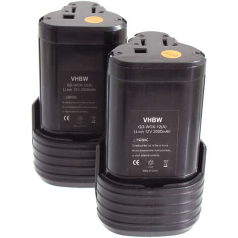 vhbw 2x Akku Ersatz für Worx WA3503, WA3509 für Werkzeug (2000 mAh, Li-Ion, 12 V)