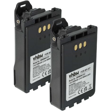 vhbw 2x Akku kompatibel mit Icom ID-52E, IC-705, ID-31E, ID-51E, IP-100H Funkgerät, Walkie Talkie (3300 mAh, 7,4 V, Li-Ion) + Gürtelclip
