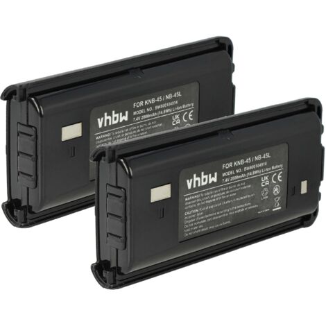 vhbw 2x Akku kompatibel mit Kenwood TK-2200P, TK-2200LP, TK-2200L, TK-2202, TK-2200, TK-2202E Funkgerät, Walkie Talkie (2000 mAh, 7,4 V, Li-Ion)