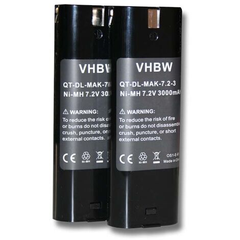 vhbw 2x Akku kompatibel mit Uniropa KT-250 BP-72 Elektrowerkzeug (3000 mAh, NiMH, 7,2 V)