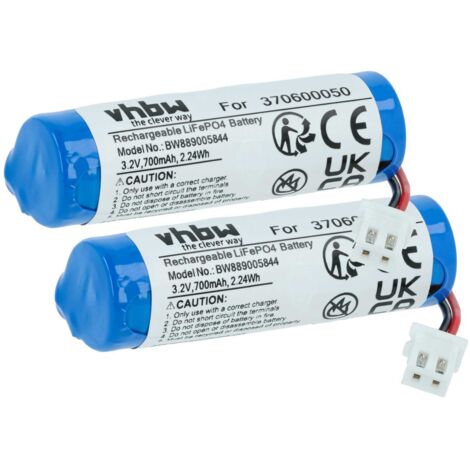 vhbw 2x Batería compatible con Carrera 370200990, 370200992, 370200991 coches de carreras (700mAh, 3,2V, LiFePO4, 50 x 16 x 14mm, JST ZH)