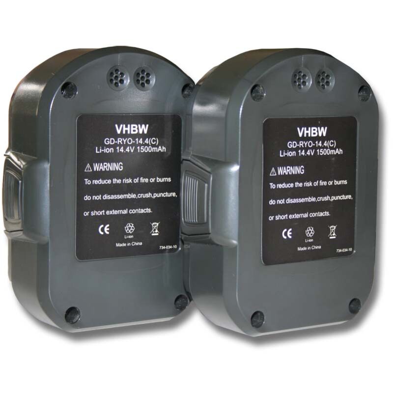 

2x batería Li-Ion 1500mAh (14.4V) para herramientas Ryobi LLCD14022, LLCD 14022 y Ryobi BPL1414. - Vhbw