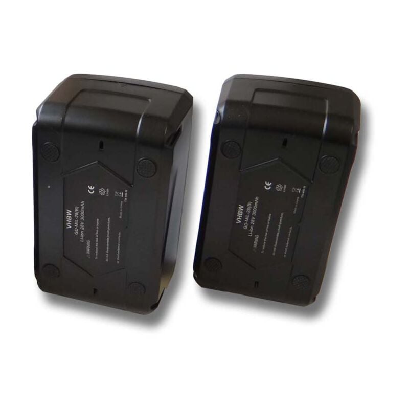 

2x batería Li-Ion 3000mAh (28V) para herramientas Milwaukee HD28 IW atornilladora de impacto a batería etc. x 48-11-1830, 48-11-2830, 48-11-2850.