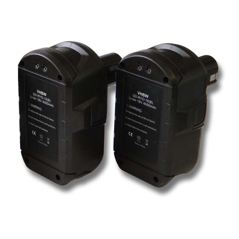 

2x Batería recargable compatible con Ryobi OWD-1801M, P200, P2000, P2002, P201, P203, P204, P206 herramientas eléctricas (4000 mAh Li-Ion 18 V) - Vhbw