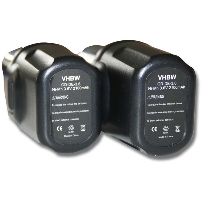 

2x Batería reemplaza Dewalt DE9054 para herramientas eléctricas (2100mAh NiMH 3,6V) - Vhbw