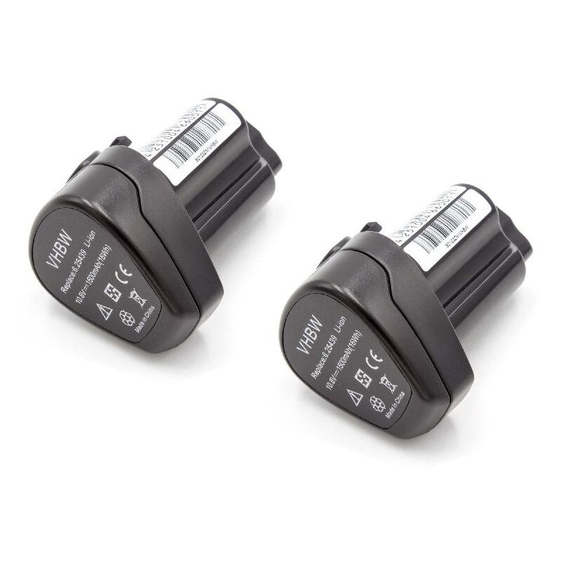 

2x Baterías Li-Ion 1500mAh (10.8V) para herramientas Metabo PowerMaxx 12, PowerMaxx 12 Basic, 12 Pro y Metabo 6.25438, 6.254.38, 625438, 6.25439.