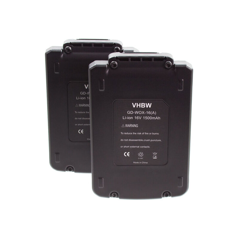 

vhbw 2x baterías Li-Ion 1500mAh para herramientas eléctricas Worx WX152, WX152.1, WX152.2, WX152.3, WX156 y WA3527, WA3539.