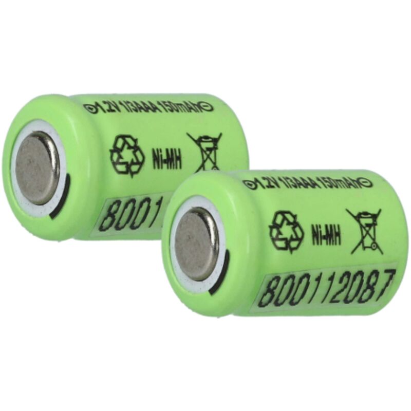 

vhbw 2x Baterías Ni-MH 1/3 AAA pilas industriales 150mAh (1.2V) para el uso en modelismo, etc.