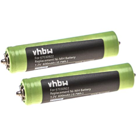vhbw 2x batteria compatibile con Braun 170, 180, 1715, 1735, 1775, 1000, 10B, 150S-1 rasoio elettrico (600mAh, 1,2V, NiMH)
