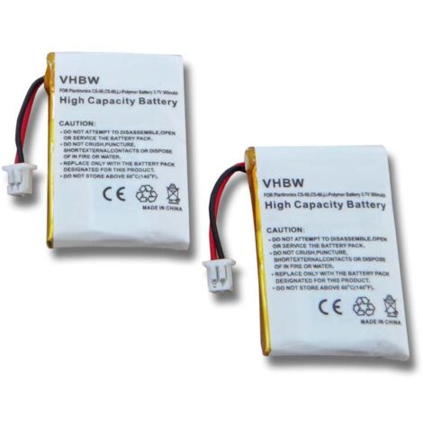 vhbw 2x batteria compatibile con Plantronics Savi W710-M, W720-M, 410, 420, W410, W420 auricolari cuffie wireless (300mAh, 3,7V, Li-Poly)