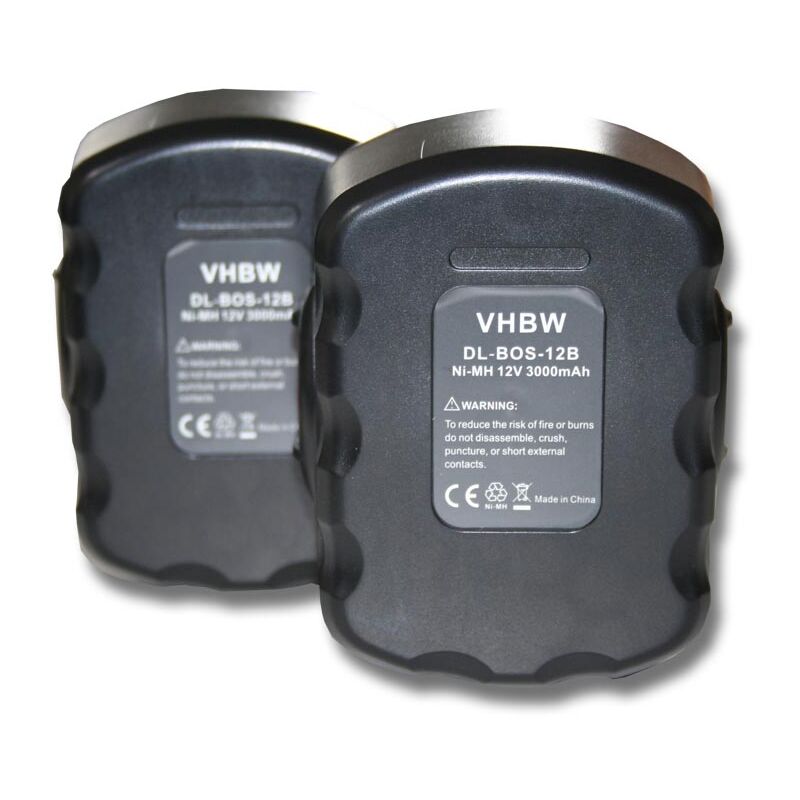 Image of 2x batteria sostituisce Bosch BAT049, BAT045, BAT046, 2 609 200 306, BAT043, 2 607 336 002 per utensile elettrico (3000 mAh, NiMH, 12 v) - Vhbw