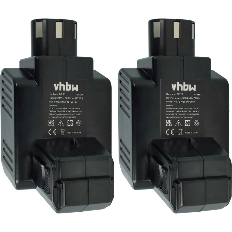 Image of 2x batteria sostituisce Hilti BP60 per attrezzo da lavoro (3000 mAh, NiMH, 24 v) - Vhbw
