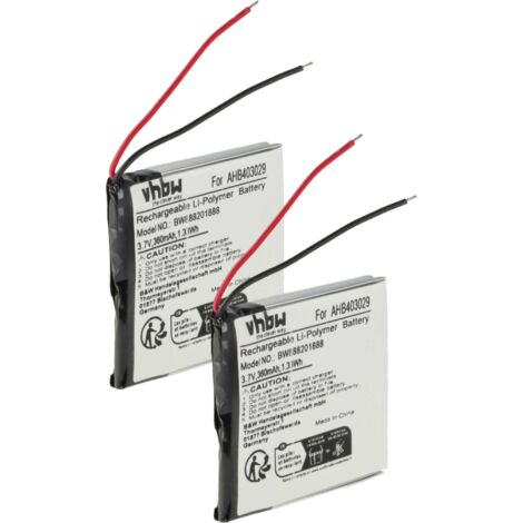vhbw 2x batteria sostituisce Plantronics AHB403029 per auricolari cuffie wireless (360mAh, 3,7V, Li-Poly)
