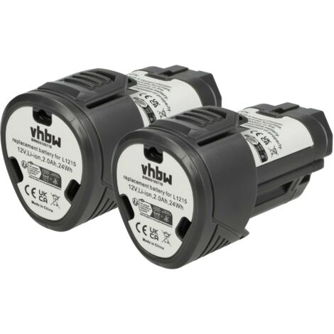 vhbw 2x Batterie compatible avec AEG BLL12C, BS12C2, BS12C, BBH12, BBS 12C, BLL 12C, BS 12C outil électrique (2000 mAh, Li-ion, 12 V)