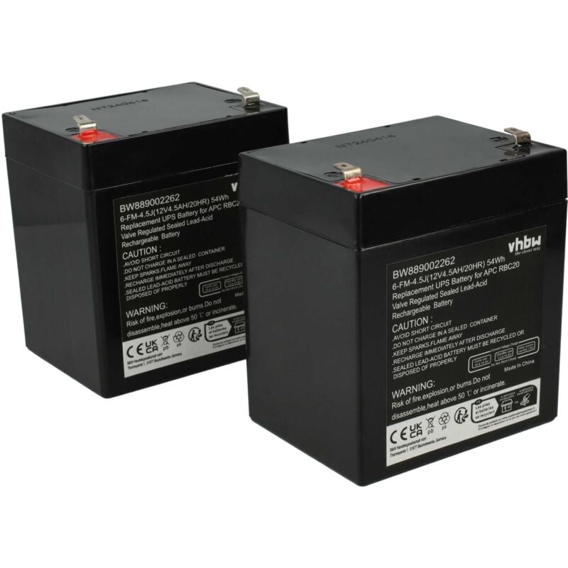 2x Batterie compatible avec apc Smart-UPS SU500J asi (4500mAh, 12V, agm) - Vhbw