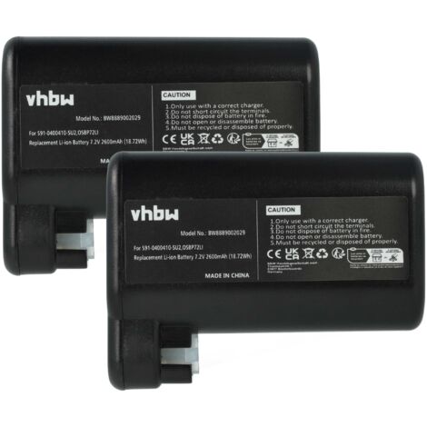 vhbw 2x Batterie compatible avec Electrolux ERV5210IW, ERV5100TG, 900942300, ERV5100IW, 900942337 robot électroménager (2600mAh, 7,2V, Li-ion)
