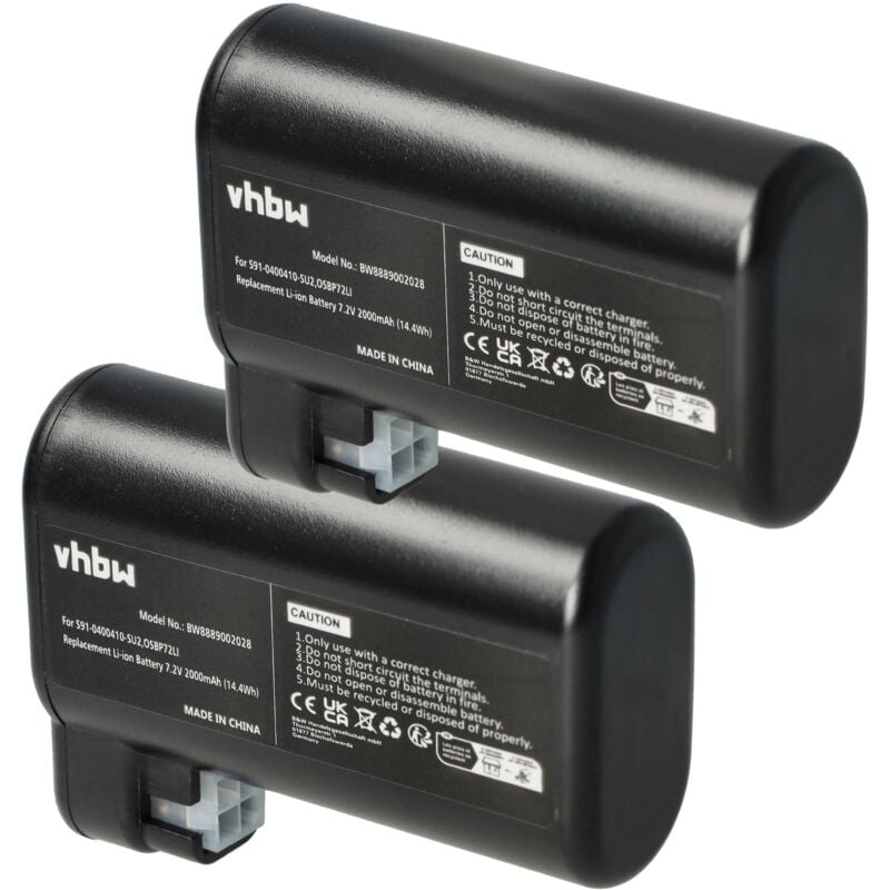 Vhbw - 2x Batterie compatible avec Electrolux Pure i9, PI91, i9.2 robot électroménager (2000mAh, 7,2V, Li-ion)