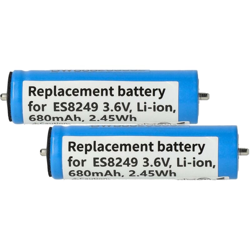 Vhbw - 2x Batterie compatible avec Panasonic ES-LV6N, ES-LV62, ES-LV65, ESLV65, ES-LV67, eslv 65 rasoir tondeuse électrique (680mAh, 3,6V, Li-ion)