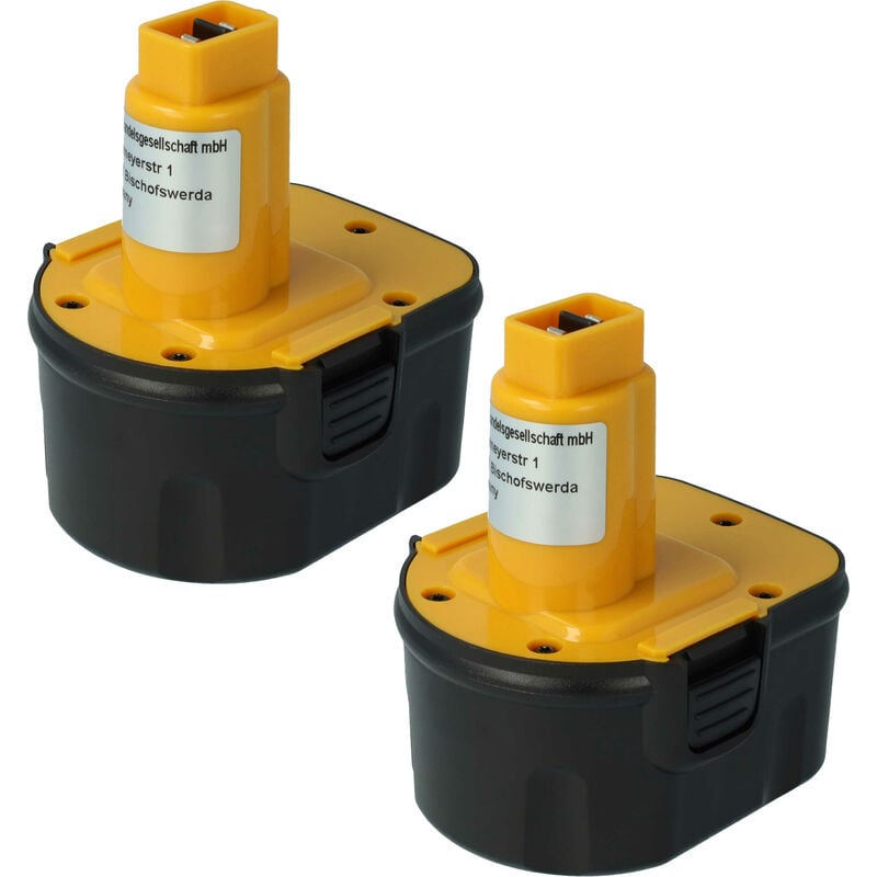 Vhbw - 2x Batteries compatible avec Dewalt DC740K-2, DC740KA, DC742KA, DC742VA, DC743KA, DC743KB outil électrique (2000mAh NiMH 12 v)