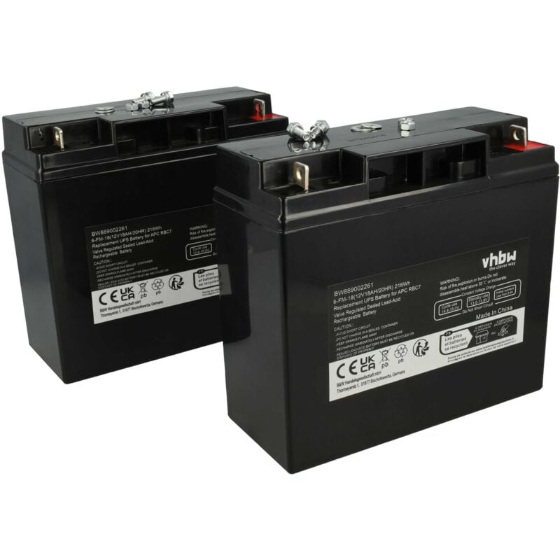 2x Batterie pour asi & autres types d'appareils (18000mAh, 12V, agm) - Vhbw