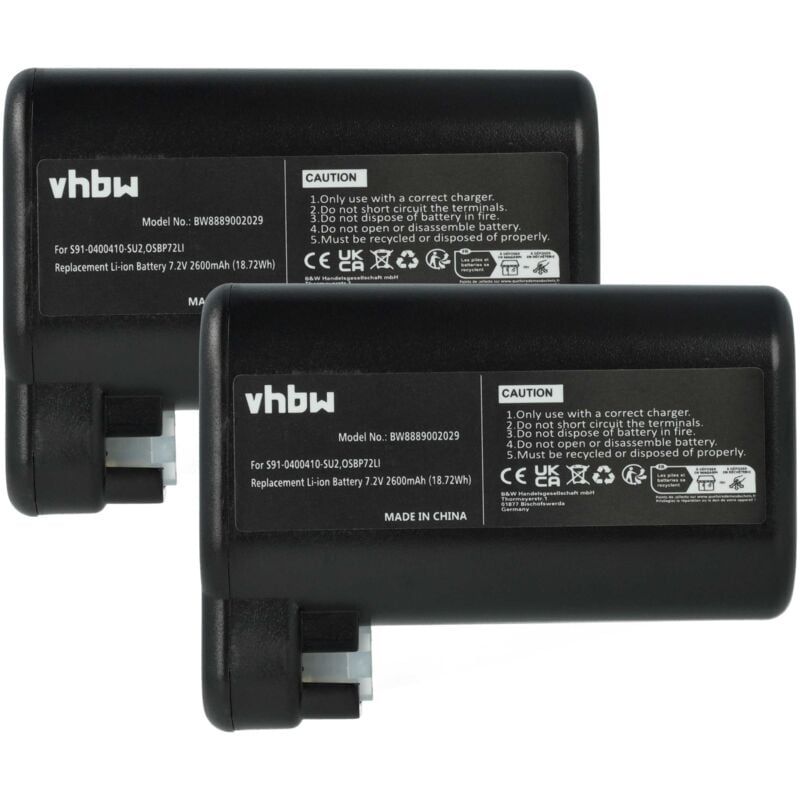 Vhbw - 2x Batterie remplacement pour Electrolux OSBP72LI25, 405537959/0, 4060001007 pour robot électroménager (2600mAh, 7,2V, Li-ion)