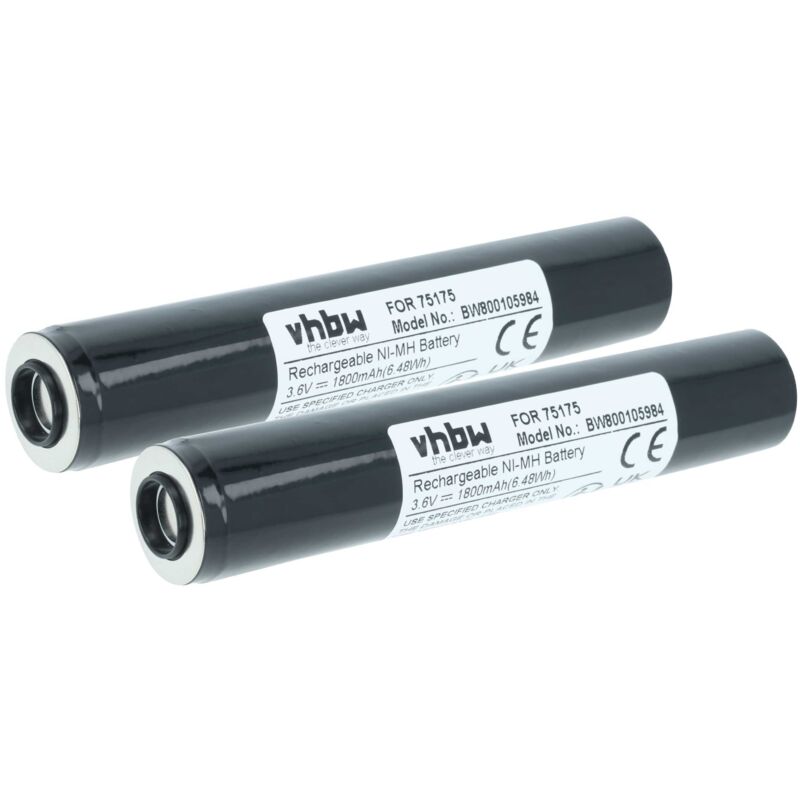 vhbw 2x Batterie remplacement pour Pelican Streamlight 75175, 75375 pour lampe de poche ou frontrale (1800mAh, 3,6V, NiMH) vhbw 2x Batterie remplacement pour Pelican Streamlight 75175, 75375 pour lampe de poche ou frontrale (1800mAh, 3,6V, NiMH)