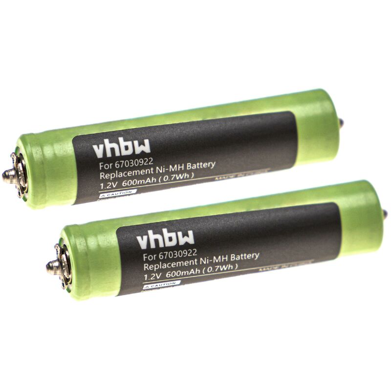 2x Batteries compatible avec Braun 330, 340, 320S-5, 330S-3, 330S-4, 330S-5, 340S-3 rasoir tondeuse électrique (600mAh, 1,2V, NiMH) - Vhbw