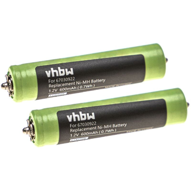 2x Batteries compatible avec Braun 5875, 5877, 5876, 5884, 5885, 5886, 5887, 5888 rasoir tondeuse électrique (600mAh, 1,2V, NiMH) - Vhbw
