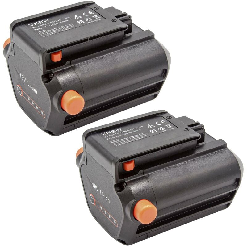 Vhbw - 2x Batteries compatible avec Gardena ComfortCut Li-18/50 (9837-20), ComfortCut Li-18/60 (9838-20) (2000mAh, 18V, Li-ion)