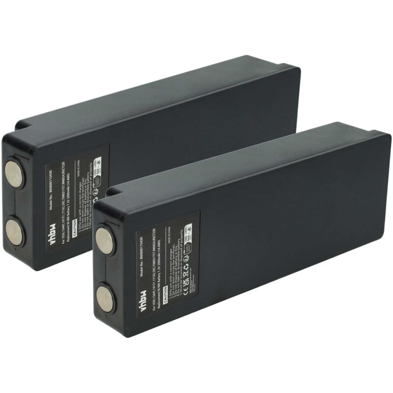 vhbw 2x Batteries compatible avec Scanreco Mini, Maxi, Marrel 500, HMF, Palfinger opérateur télécommande industrielle (2000mAh, 7,2V, NiMH)