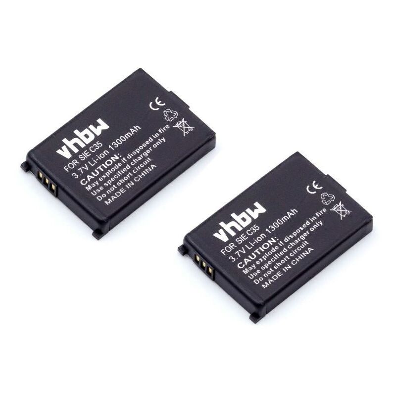 Vhbw - 2x Batteries compatible avec Swisscom Top S317 téléphone fixe sans fil (1300mAh, 3,7V, Li-ion)