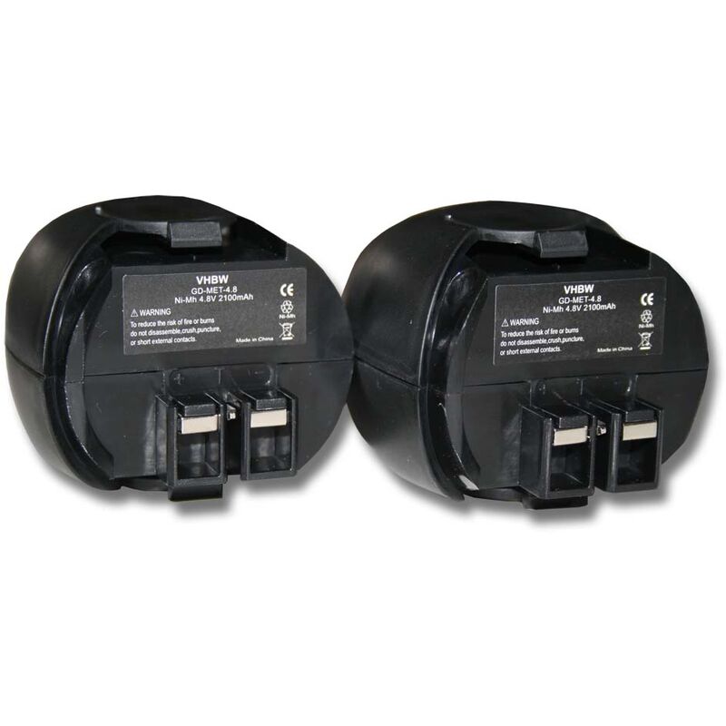2x Batteries compatible avec Würth Master 0700851 outil électrique (2100 mAh, NiMH, 4,8 v) - Vhbw