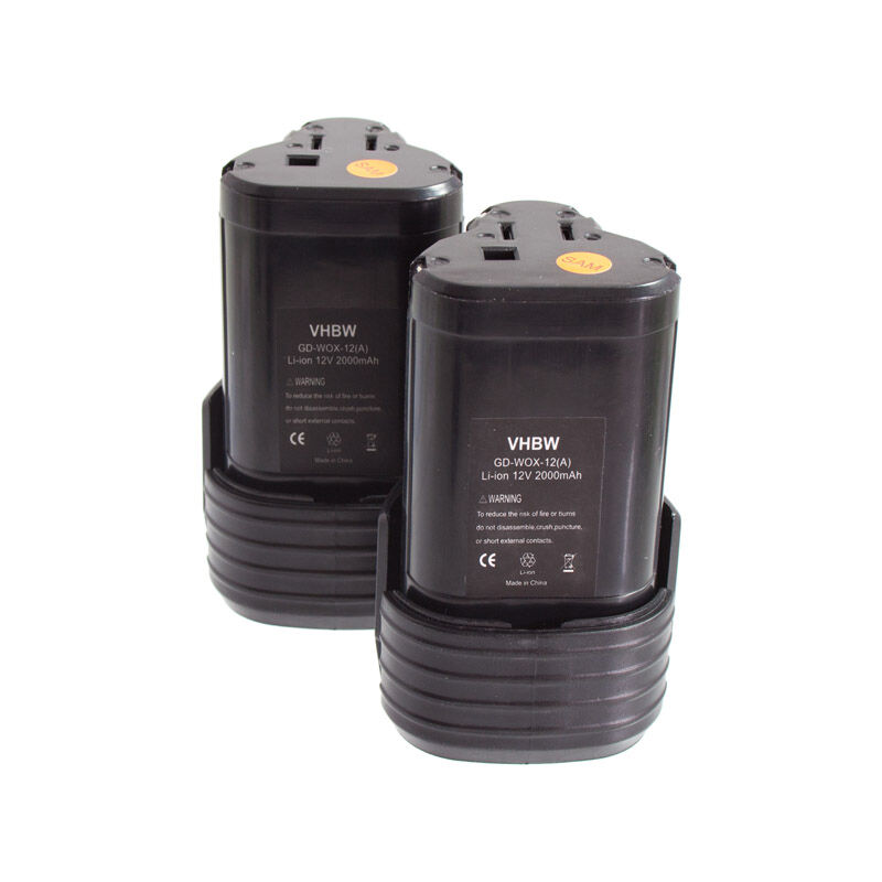 2x Batteries Li-Ion 2000 mAh, compatible avec Worx WU025 Lampe - Remplacement pour Worx WA3509 - Vhbw