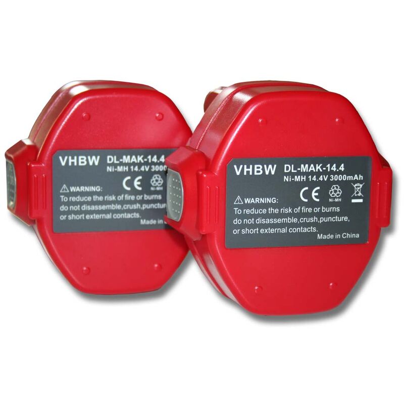 2x batteries outillage électr. Ni-MH 3000mAh (14.4V), compatible avec ML143 Flashlight, UB140D, UB140DWA - Vhbw