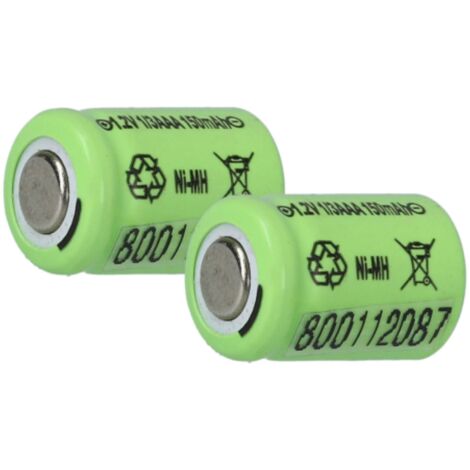vhbw 2x Batteries remplacement pour 1/3AAA pour modéle RC (150mAh, 1,2V, NiMH)