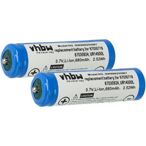 vhbw 2x Battery compatible with Braun 50-W4200cs, 50-W1600s, 5762, 5764, 60-B1200s, 50-W4650cs Electric Razor (680 mAh, 3.7 V, Li-Ion)