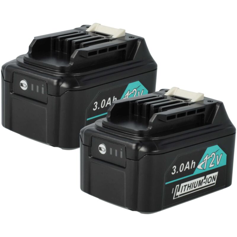 2x Battery compatible with Makita CL107FD, CL107FDSYW, CL107FDSY, CL107FDSM, CL106FDZW, CL107FDSMW Power Tools (3000 mAh, Li-Ion, 12 v) - Vhbw