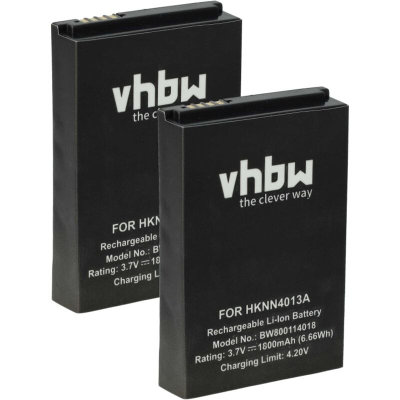 Vhbw - 2x Battery compatible with Motorola CLP1040, CLP1060, DLR1020, DLR1060, CLP1010, DTR600, CLP446 Radio, Walkie-Talkie (1800 mAh, 3.7 v, Li-Ion)