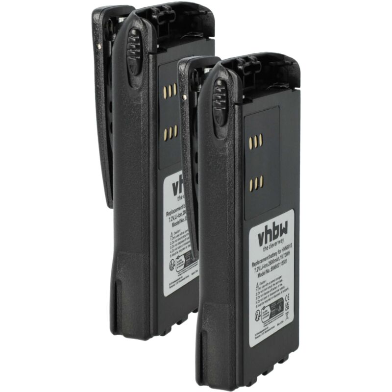 vhbw 2x Battery compatible with Motorola HT1200, HT1250.LS, HT1225, HT1250, GP680, HT1250.LS+ Radio, Walkie-Talkie (2600 mAh, 7.4 V, Li-Ion)