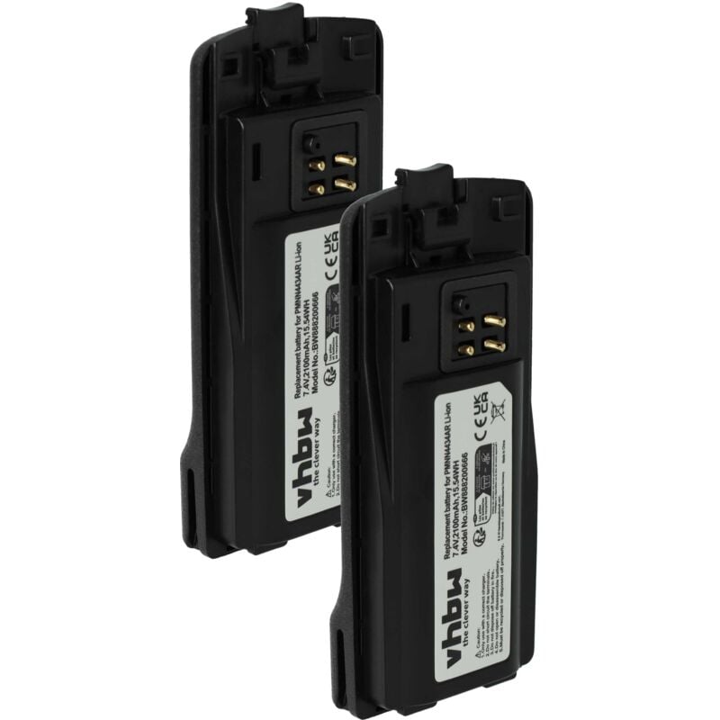 vhbw 2x Battery compatible with Motorola RMU2080d, RMU2080, RMU2040, RMM2050, RMU2050, RMU2043 Radio, Walkie-Talkie (2100 mAh, 3.7 V, Li-Ion)