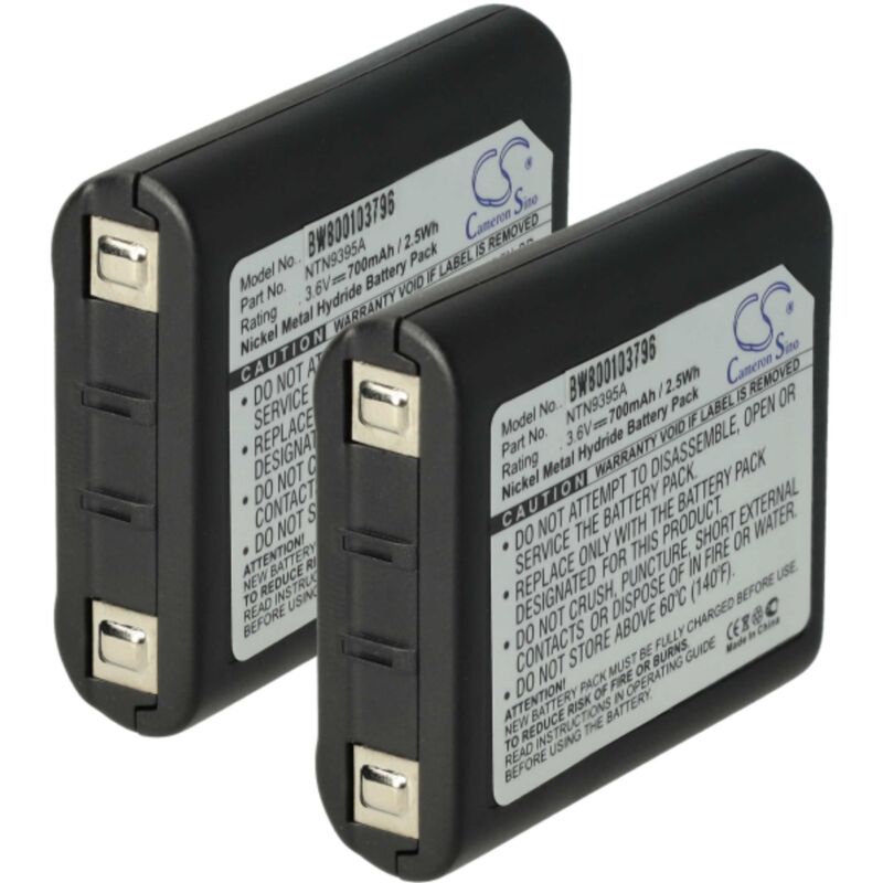 vhbw 2x Battery compatible with Motorola Talkabout EM1020R, EM1000R, EM1000A, EM1000, FV300, FV500, FV600 Radio, Walkie-Talkie (700 mAh, 3.6 V, NiMH)