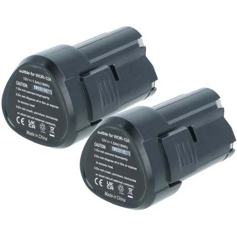 vhbw 2x Battery compatible with Worx WX382.M2, WX521, WX382.M1, WX382.7, WX540.3, WX382.M, WX521.1, WX540 Power Tools (1500 mAh, Li-Ion, 12 V)
