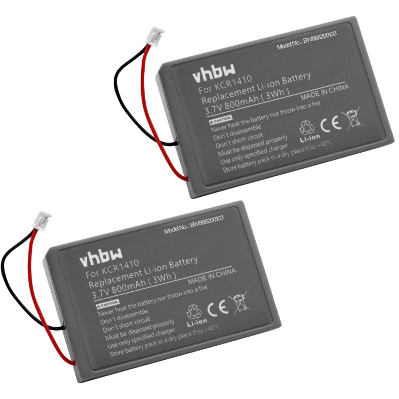 Vhbw - 2x Battery Replacement for Sony CUH-ZCT2, CUH-ZCT2U, KCR1410, Lip1522 for Games Console Controller (800mAh, 3.7V, Li-Ion)