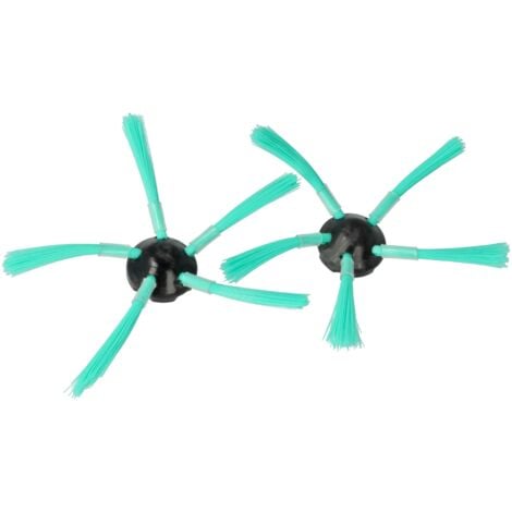 vhbw 2x brosse latérale de rechange compatible avec Vorwerk Kobold VR-200, VR200 robot aspirateur - lot de brosses de nettoyage, noir / vert