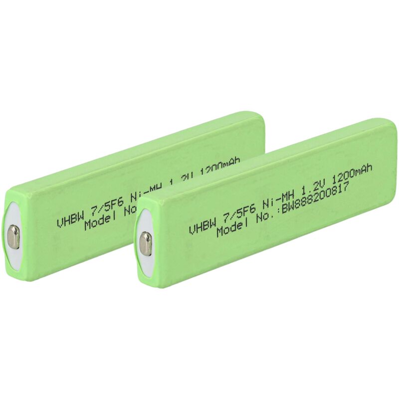 Image of Vhbw - 2x celle batteria compatibile con Panasonic sjmr 100 lettore CD/Minidisc (1100mAh, 1,2V, NiMH), button top, 7/5F6